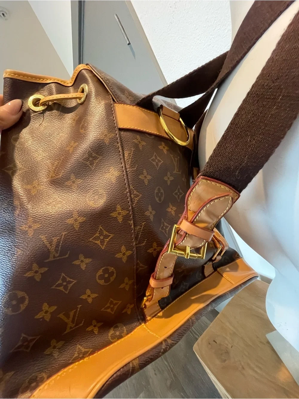 Brown Monogram Canvas Backpack broken from pocket zipper